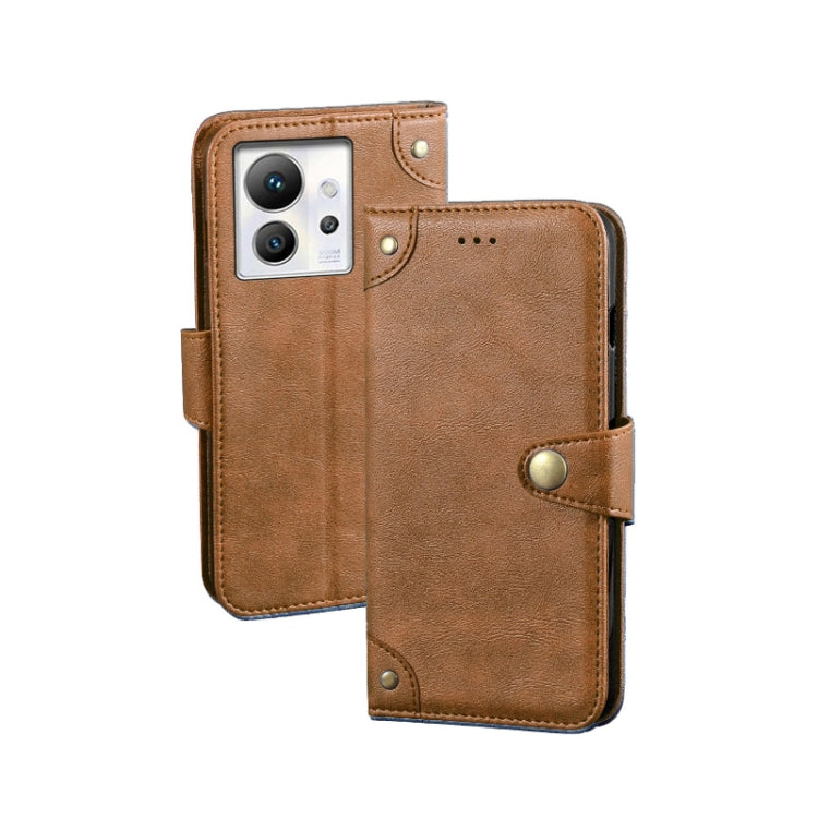 For Infinix Zero Ultra 5G idewei Retro Texture Leather Phone Case(Khaki) by idewei