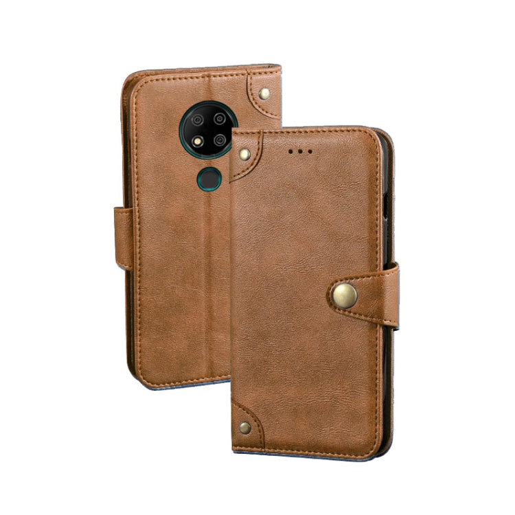 For Oukitel C19 Pro idewei Retro Texture Leather Phone Case(Khaki) by idewei