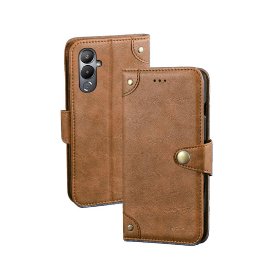 For Tecno Pova 4 idewei Retro Texture Leather Phone Case(Khaki) by idewei