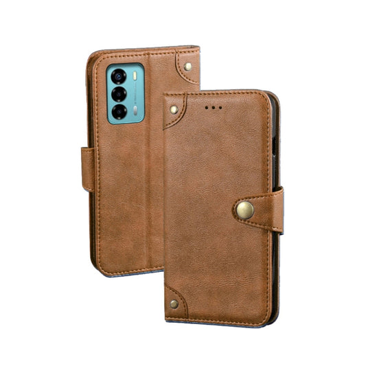 For ZTE Blade A72 4G idewei Retro Texture Leather Phone Case(Khaki) by idewei