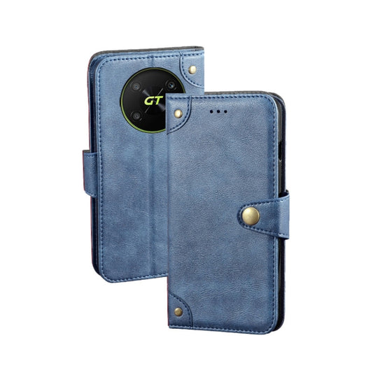 For Honor X40 GT idewei Retro Texture Leather Phone Case(Blue) by idewei