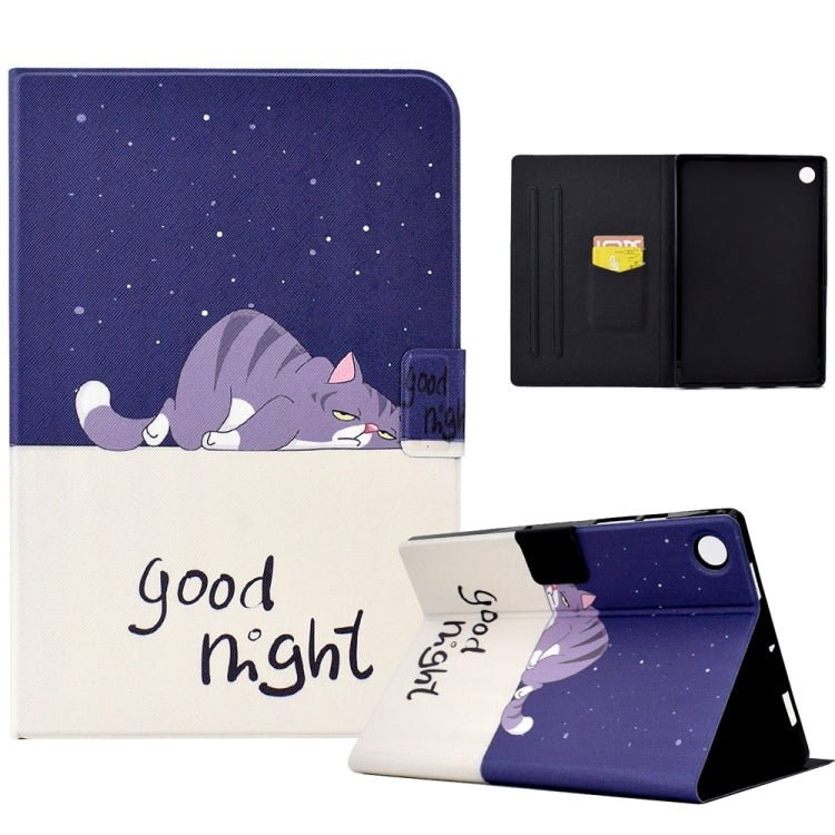 For Samsung Galaxy Tab A8 10.5 2021 / A8 2022 Electric Pressed TPU Smart Leather Tablet Case(Lazy Cat) by bashfashion