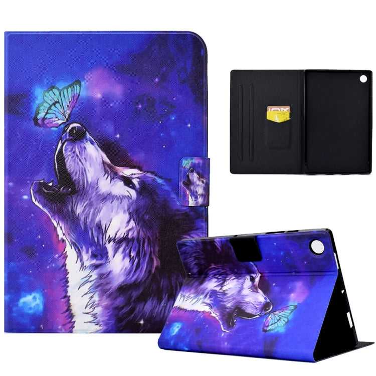 For Samsung Galaxy Tab A8 10.5 2021 / A8 2022 Electric Pressed TPU Smart Leather Tablet Case(Butterfly Wolf) by bashfashion