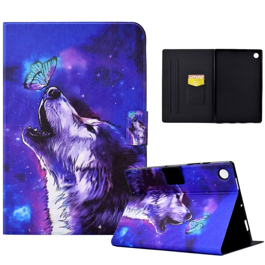 For Samsung Galaxy Tab A8 10.5 2021 / A8 2022 Electric Pressed TPU Smart Leather Tablet Case(Butterfly Wolf) by bashfashion