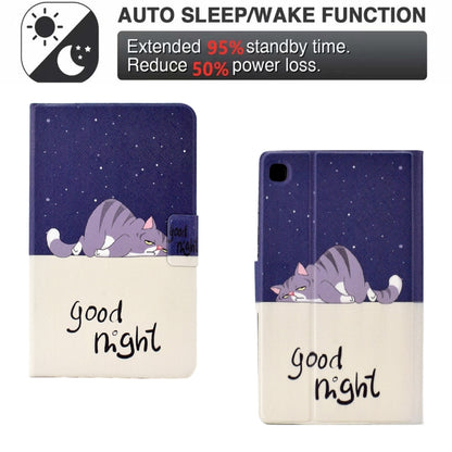 For Samsung Galaxy Tab S6 Lite SM-P610 Electric Pressed TPU Smart Leather Tablet Case(Lazy Cat) by bashfashion