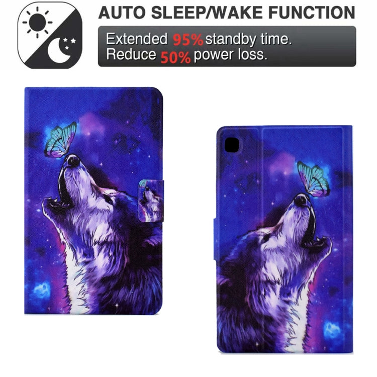 For Samsung Galaxy Tab S6 Lite SM-P610 Electric Pressed TPU Smart Leather Tablet Case(Butterfly Wolf) by bashfashion