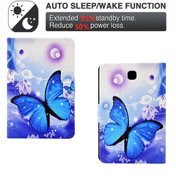 For Samsung Galaxy Tab A 8.0 T350 Electric Pressed TPU Smart Leather Tablet Case(Blue Butterfly) by bashfashion