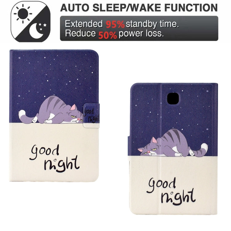 For Samsung Galaxy Tab A 8.0 T350 Electric Pressed TPU Smart Leather Tablet Case(Lazy Cat) by bashfashion
