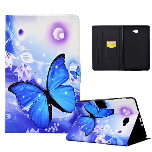 For Samsung Galaxy Tab A 10.1 T580 Electric Pressed TPU Smart Leather Tablet Case(Blue Butterfly) by bashfashion