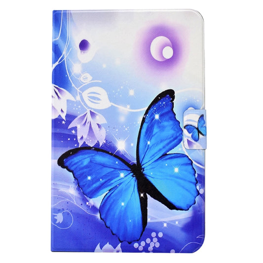 For Samsung Galaxy Tab A 10.1 T580 Electric Pressed TPU Smart Leather Tablet Case(Blue Butterfly) by bashfashion