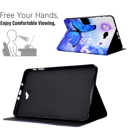 For Samsung Galaxy Tab A 10.1 T580 Electric Pressed TPU Smart Leather Tablet Case(Blue Butterfly) by bashfashion