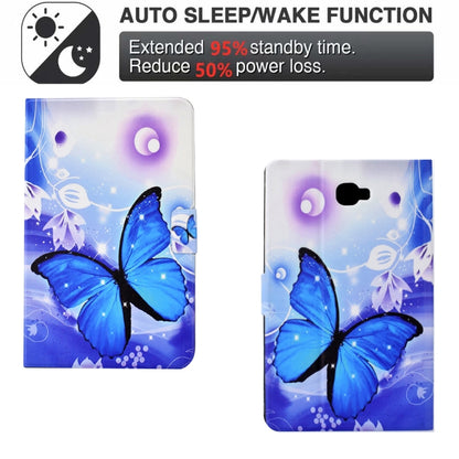 For Samsung Galaxy Tab A 10.1 T580 Electric Pressed TPU Smart Leather Tablet Case(Blue Butterfly) by bashfashion