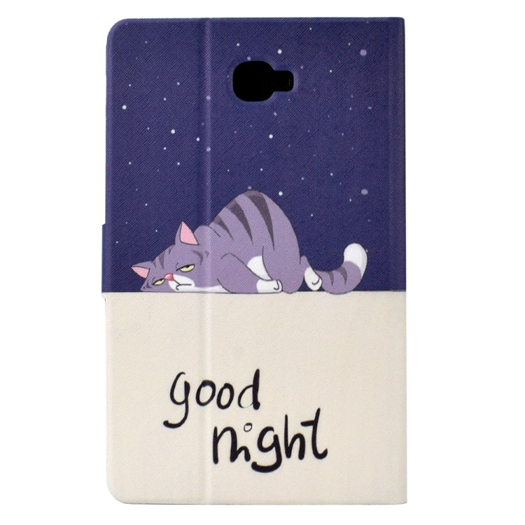 For Samsung Galaxy Tab A 10.1 T580 Electric Pressed TPU Smart Leather Tablet Case(Lazy Cat) by bashfashion