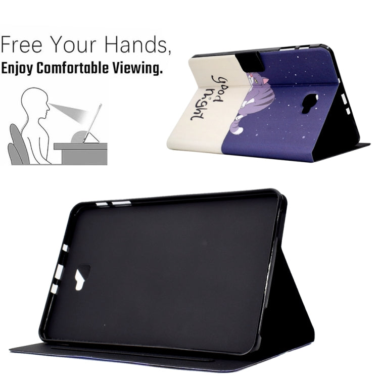 For Samsung Galaxy Tab A 10.1 T580 Electric Pressed TPU Smart Leather Tablet Case(Lazy Cat) by bashfashion