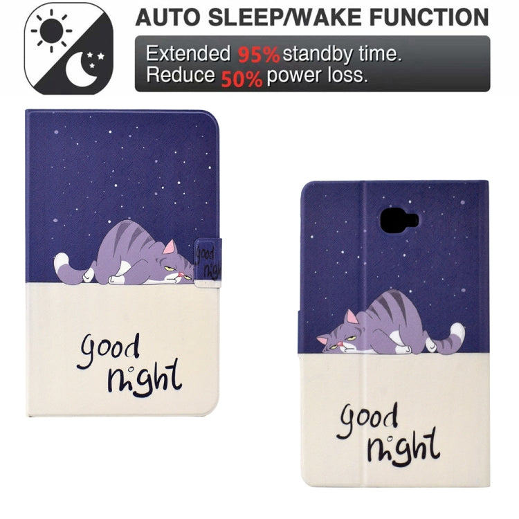 For Samsung Galaxy Tab A 10.1 T580 Electric Pressed TPU Smart Leather Tablet Case(Lazy Cat) by bashfashion