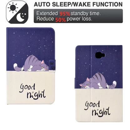 For Samsung Galaxy Tab A 10.1 T580 Electric Pressed TPU Smart Leather Tablet Case(Lazy Cat) by bashfashion