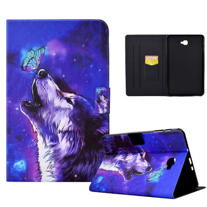 For Samsung Galaxy Tab A 10.1 T580 Electric Pressed TPU Smart Leather Tablet Case(Butterfly Wolf) by bashfashion