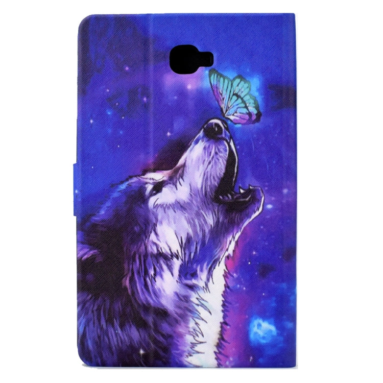 For Samsung Galaxy Tab A 10.1 T580 Electric Pressed TPU Smart Leather Tablet Case(Butterfly Wolf) by bashfashion