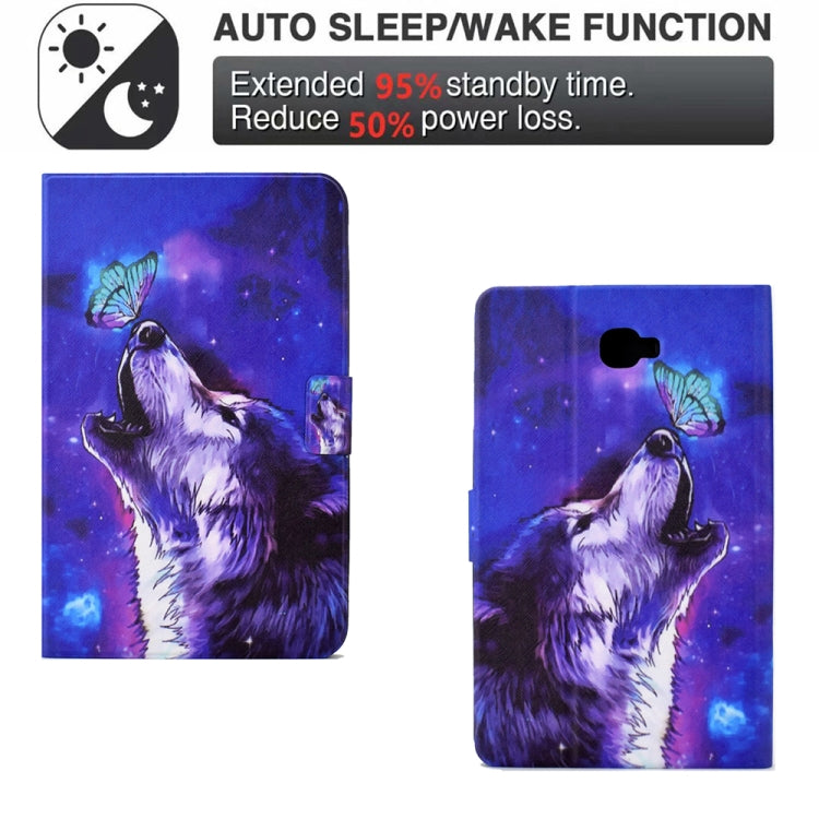 For Samsung Galaxy Tab A 10.1 T580 Electric Pressed TPU Smart Leather Tablet Case(Butterfly Wolf) by bashfashion