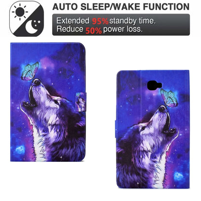For Samsung Galaxy Tab A 10.1 T580 Electric Pressed TPU Smart Leather Tablet Case(Butterfly Wolf) by bashfashion