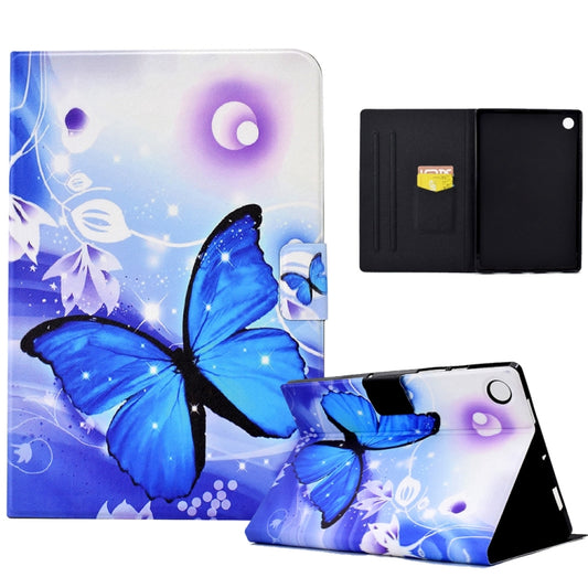 For Lenovo M10 Plus Electric Pressed TPU Smart Leather Tablet Case(Blue Butterfly) by bashfashion