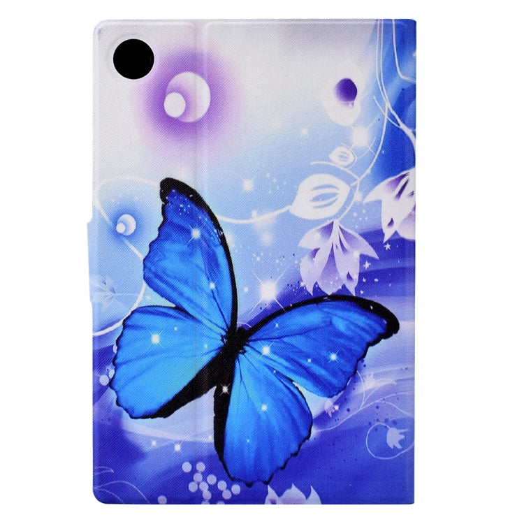 For Lenovo M10 Plus Electric Pressed TPU Smart Leather Tablet Case(Blue Butterfly) by bashfashion