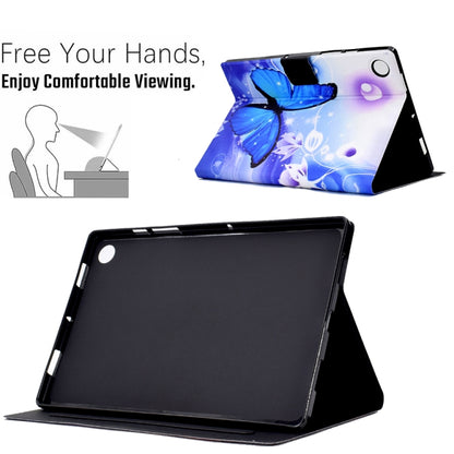 For Lenovo M10 Plus Electric Pressed TPU Smart Leather Tablet Case(Blue Butterfly) by bashfashion