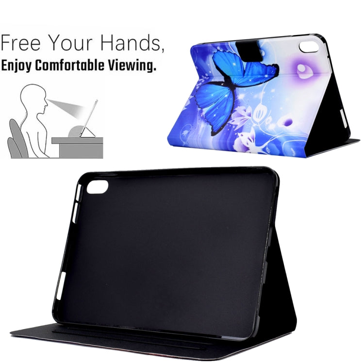 For iPad 2025 / 2022 Electric Pressed TPU Smart Leather Tablet Case(Blue Butterfly) by bashfashion