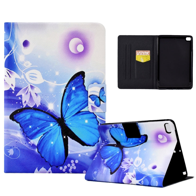 For iPad 5 / 6 / 8 / 9 Electric Pressed TPU Smart Leather Tablet Case(Blue Butterfly) by bashfashion