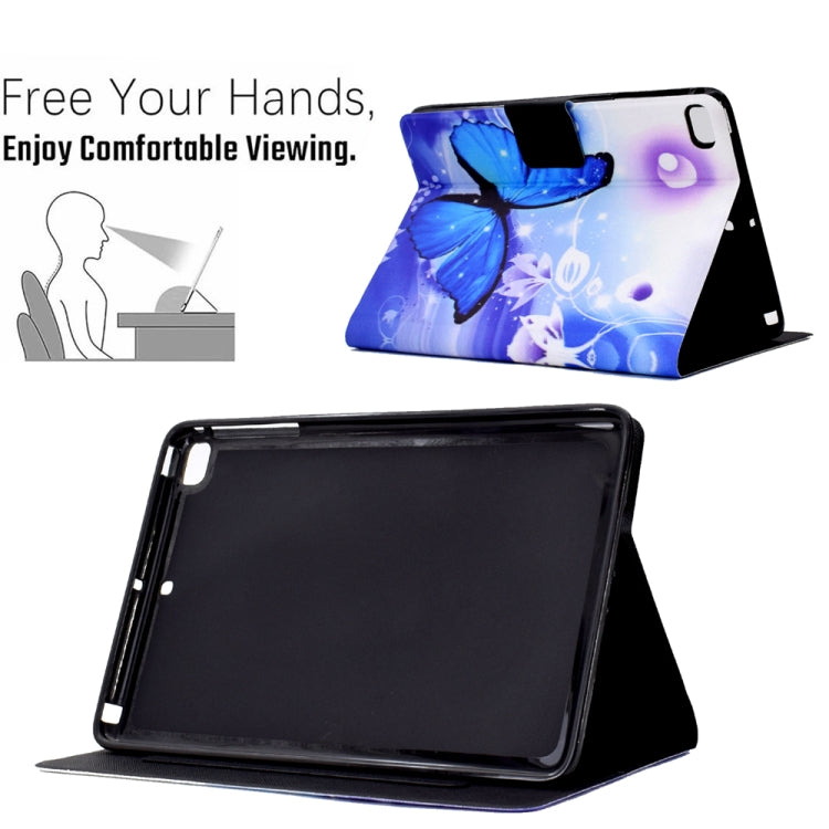 For iPad 5 / 6 / 8 / 9 Electric Pressed TPU Smart Leather Tablet Case(Blue Butterfly) by bashfashion