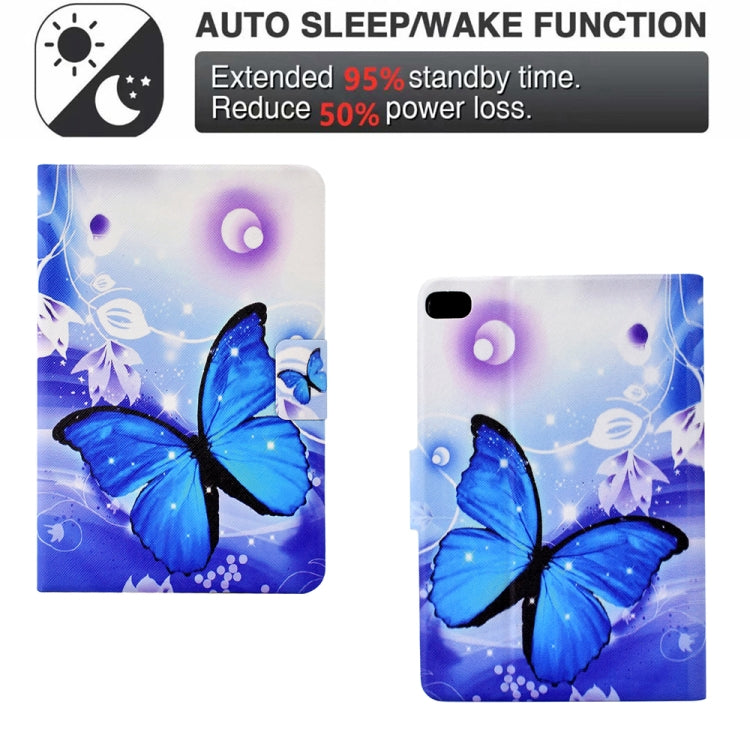 For iPad 5 / 6 / 8 / 9 Electric Pressed TPU Smart Leather Tablet Case(Blue Butterfly) by bashfashion