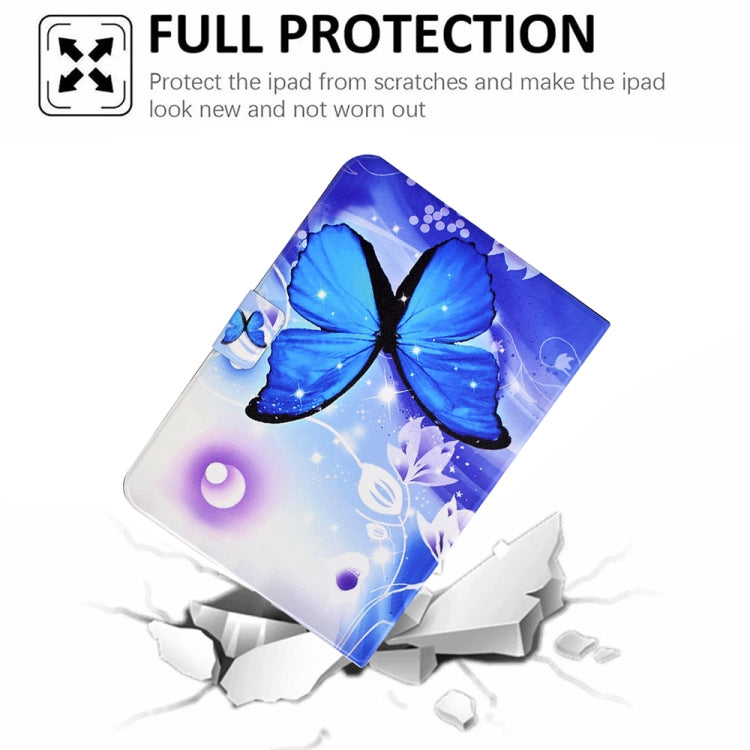 For iPad 5 / 6 / 8 / 9 Electric Pressed TPU Smart Leather Tablet Case(Blue Butterfly) by bashfashion