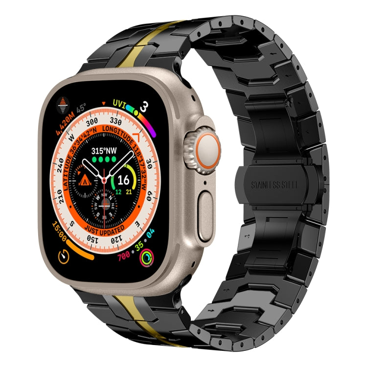 Steel Watch Band For Apple Watch Series 8&7 41mm / SE 2&6&SE&5&4 40mm / 3&2&1 38mm(Black Gold) by bashfashion