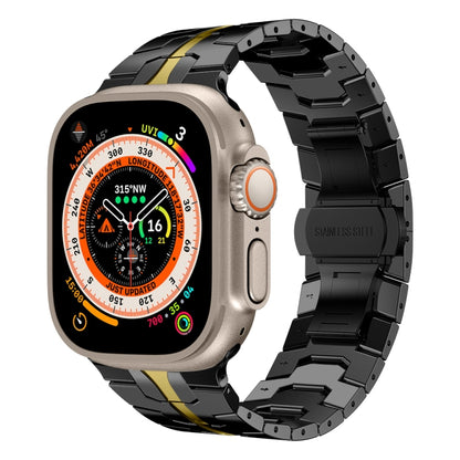 Steel Watch Band For Apple Watch Series 8&7 41mm / SE 2&6&SE&5&4 40mm / 3&2&1 38mm(Black Gold) by bashfashion