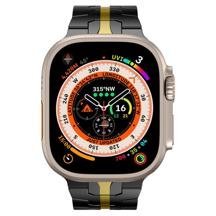 Steel Watch Band For Apple Watch Series 8&7 41mm / SE 2&6&SE&5&4 40mm / 3&2&1 38mm(Black Gold) by bashfashion