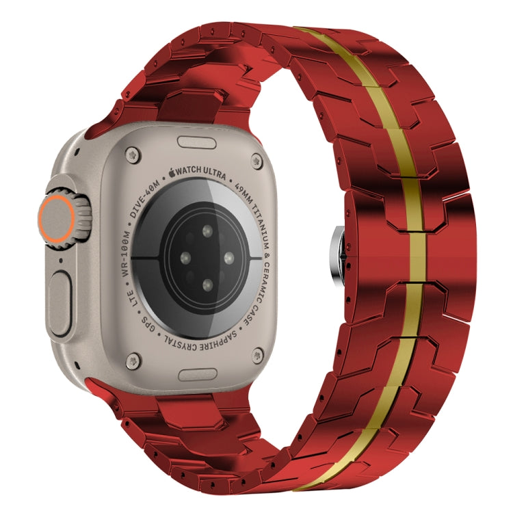 Steel Watch Band For Apple Watch Ultra 49mm / Series 8&7 45mm / SE 2&6&SE&5&4 44mm / 3&2&1 42mm(Red Gold) by bashfashion