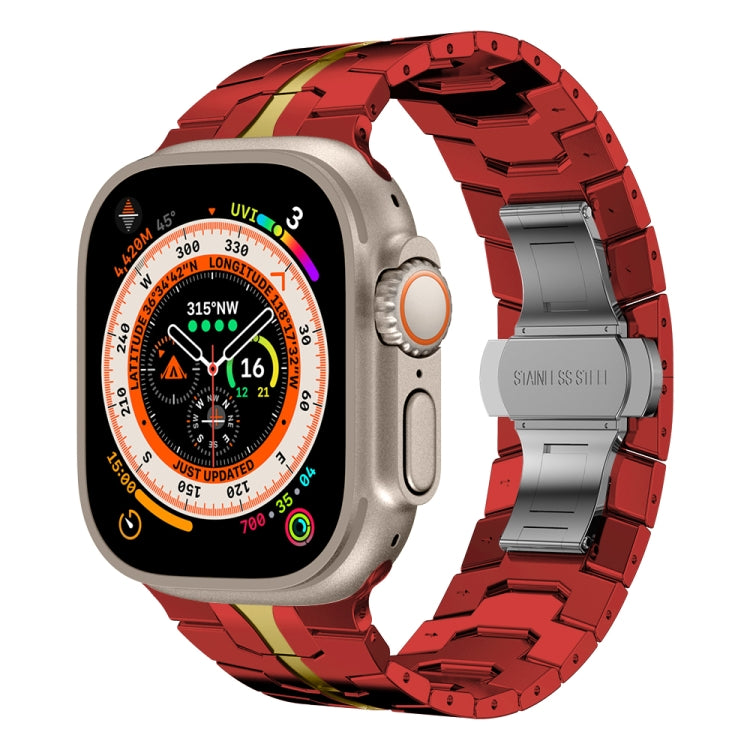 Steel Watch Band For Apple Watch Ultra 49mm / Series 8&7 45mm / SE 2&6&SE&5&4 44mm / 3&2&1 42mm(Red Gold) by bashfashion