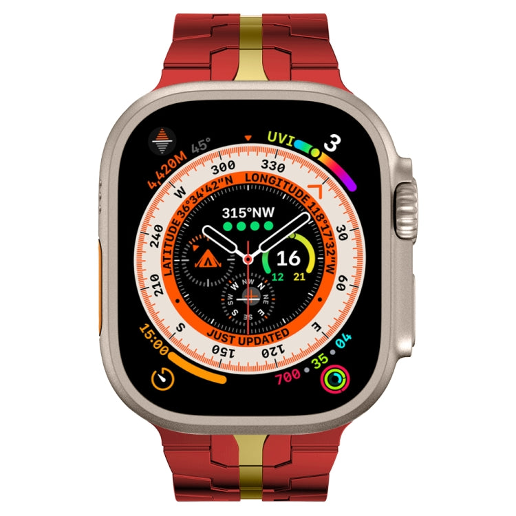 Steel Watch Band For Apple Watch Ultra 49mm / Series 8&7 45mm / SE 2&6&SE&5&4 44mm / 3&2&1 42mm(Red Gold) by bashfashion