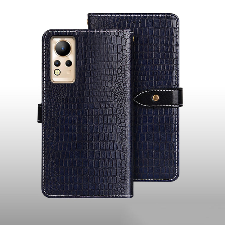 For Infinix Note 12 idewei Crocodile Texture Leather Phone Case(Dark Blue) by idewei