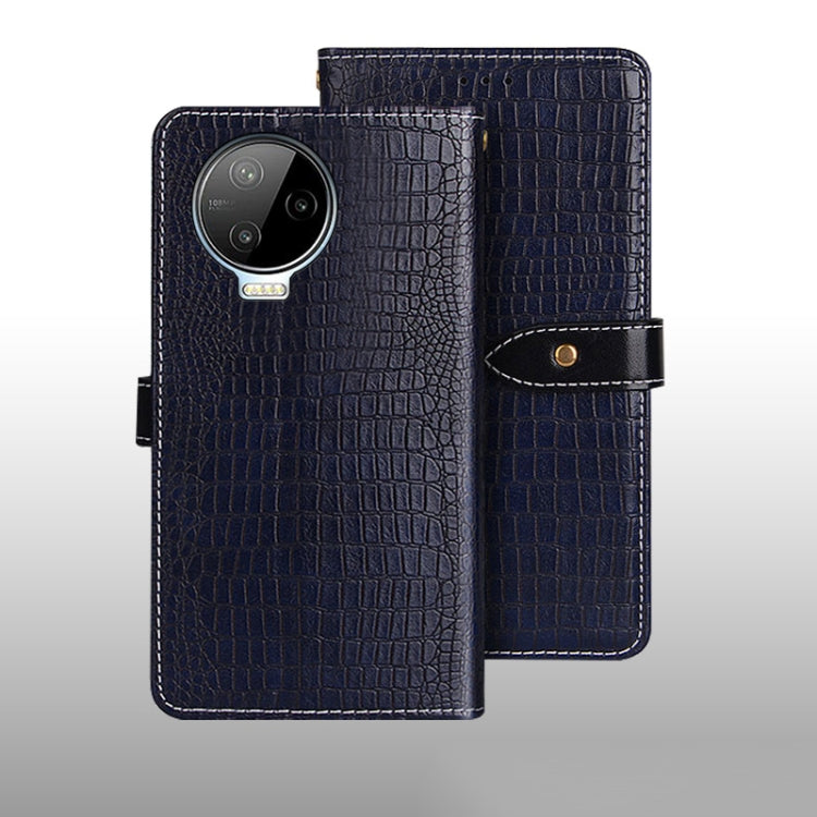 For Infinix Note 12 Pro 4G idewei Crocodile Texture Leather Phone Case(Dark Blue) by idewei