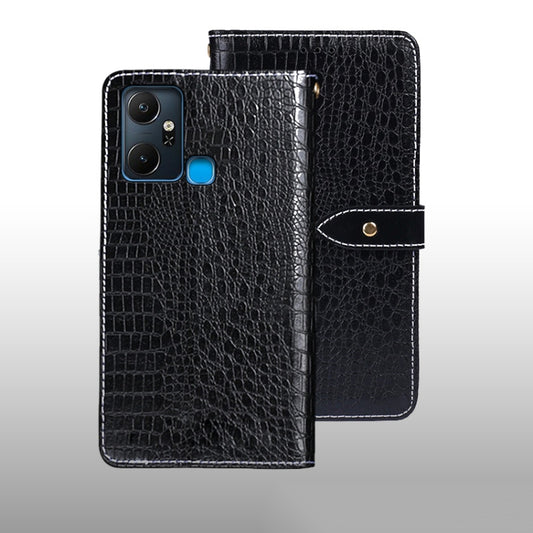 For Infinix Smart 6 Plus idewei Crocodile Texture Leather Phone Case(Black) by idewei