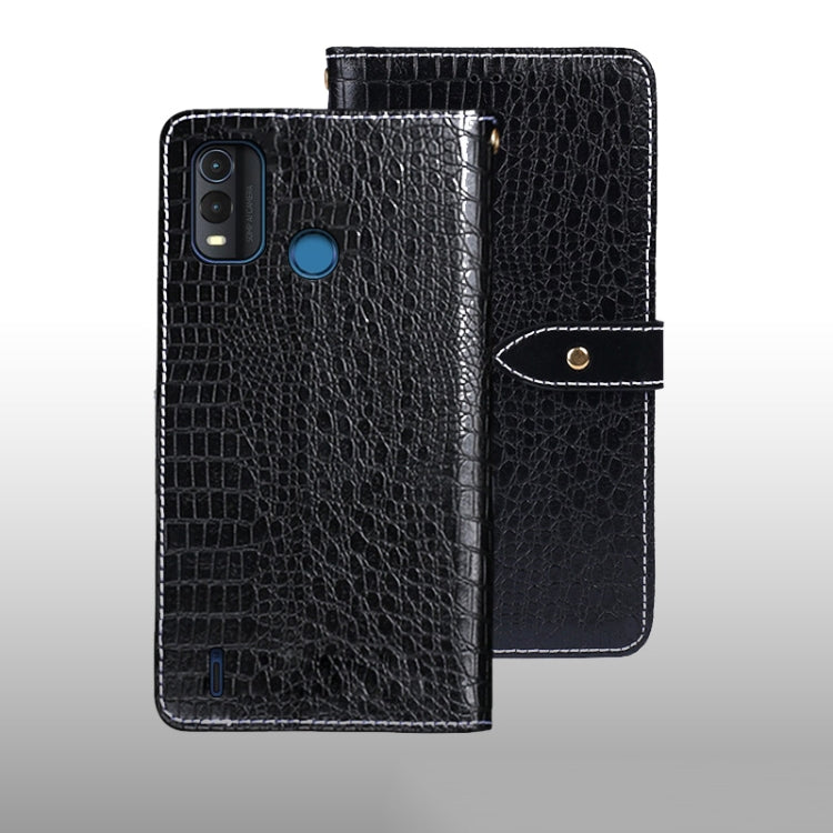 For Nokia G11 Plus idewei Crocodile Texture Leather Phone Case(Black) by idewei