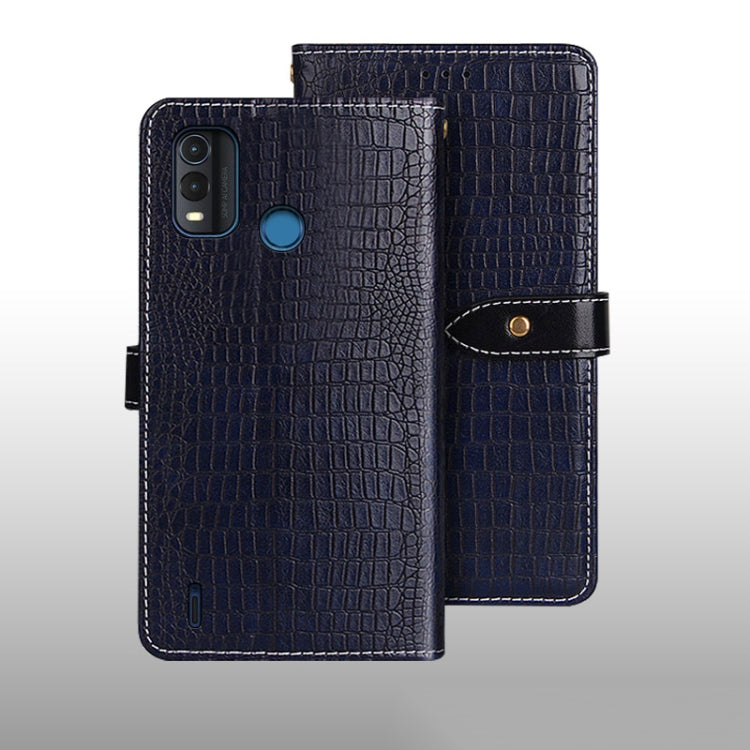 For Nokia G11 Plus idewei Crocodile Texture Leather Phone Case(Dark Blue) by idewei