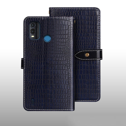 For Nokia G11 Plus idewei Crocodile Texture Leather Phone Case(Dark Blue) by idewei