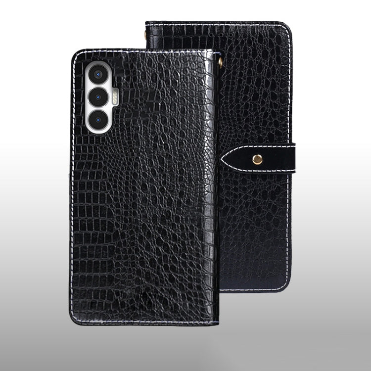 For Tecno Pova 3 idewei Crocodile Texture Leather Phone Case(Black) by idewei