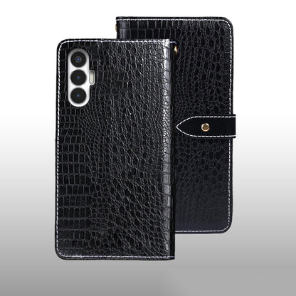 For Tecno Pova 3 idewei Crocodile Texture Leather Phone Case(Black) by idewei