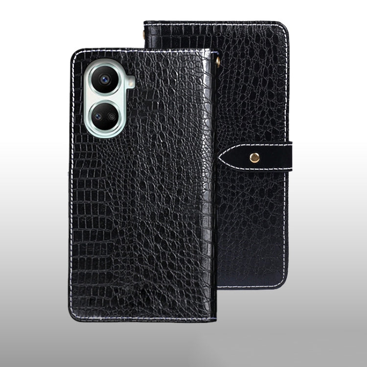 For Huawei nova 10 SE idewei Crocodile Texture Leather Phone Case(Black) by idewei
