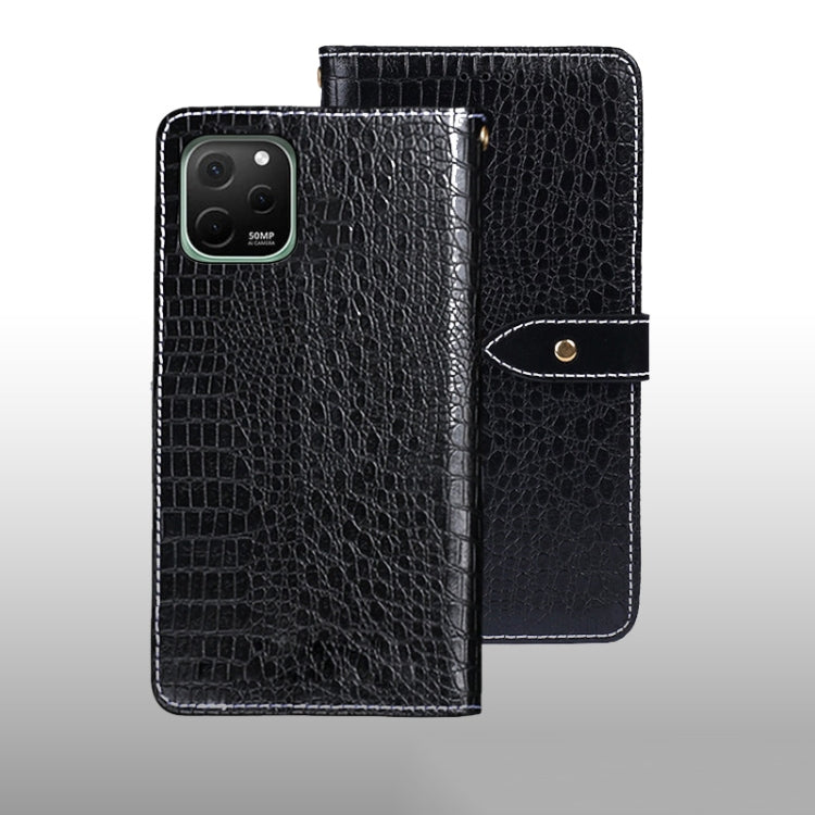 For Huawei nova Y61 4G idewei Crocodile Texture Leather Phone Case(Black) by idewei