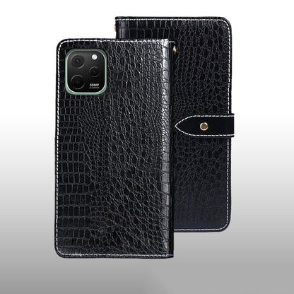 For Huawei nova Y61 4G idewei Crocodile Texture Leather Phone Case(Black) by idewei