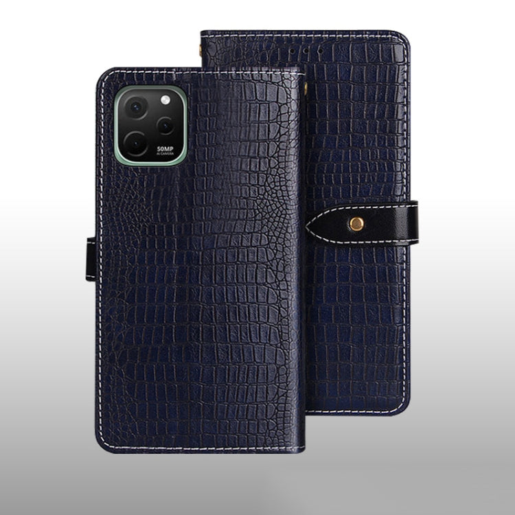 For Huawei nova Y61 4G idewei Crocodile Texture Leather Phone Case(Dark Blue) by idewei